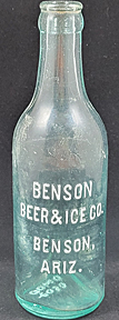 BENSON BEER AND ICE COMPANY EMBOSSED BEER BOTTLE