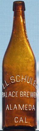 L. L. SCHULER PALACE BREWERY EMBOSSED BEER BOTTLE