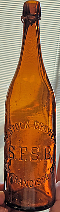 SAN FRANCISCO STOCK BREWERY EMBOSSED BEER BOTTLE