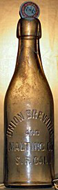 UNION BREWING & MALTING COMPANY EMBOSSED BEER BOTTLE