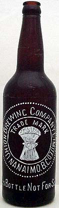 UNION BREWING COMPANY LIMITED EMBOSSED BEER BOTTLE