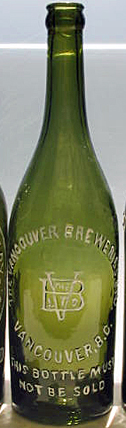 THE VANCOUVER BREWERIES LIMITED EMBOSSED BEER BOTTLE