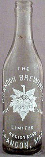 THE BRANDON BREWING COMPANY LIMITED EMBOSSED BEER BOTTLE