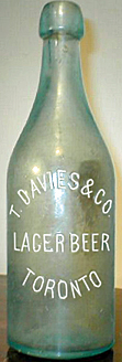 T. DAVIES & COMPANY LAGER BEER EMBOSSED BEER BOTTLE