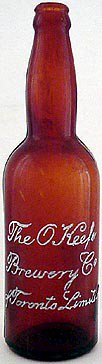 THE O'KEEFE BREWERY COMPANY EMBOSSED BEER BOTTLE