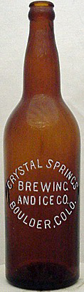 CRYSTAL SPRINGS BREWING AND ICE COMPANY EMBOSSED BEER BOTTLE