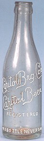 CAPITOL BREWING COMPANY CAPITAL BEER EMBOSSED BEER BOTTLE