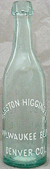 MARSTON HIGGINS & COMPANY MILWAUKEE BEER EMBOSSED BEER BOTTLE