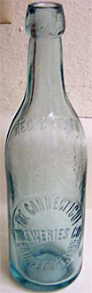 CONNECTICUT BREWERIES COMPANY EMBOSSED BEER BOTTLE