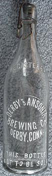 DERBY AND ANSONIA BREWING COMPANY EMBOSSED BEER BOTTLE