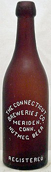 THE CONNECTICUT BREWERIES COMPANY NUTMEG BEER EMBOSSED BEER BOTTLE