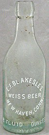 E. F. BLAKESLEE WEISS BEER EMBOSSED BEER BOTTLE