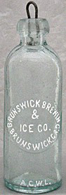 BRUNSWICK BREWING & ICE COMPANY EMBOSSED BEER BOTTLE