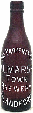 J. L. MARSH TOWN BREWERY EMBOSSED BEER BOTTLE