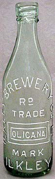 ILKLEY BREWERY COMPANY LIMITED EMBOSSED BEER BOTTLE