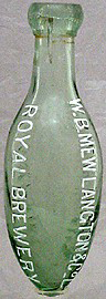 W. B. MEW LANGTON & COMPANY LIMITED ROYAL BREWERY EMBOSSED BEER BOTTLE