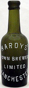HARDYS' CROWN BREWERY LIMITED EMBOSSED BEER BOTTLE