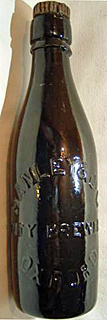 HANLEY & COMPANY LIMITED CITY BREWERY EMBOSSED BEER BOTTLE