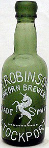 F. ROBINSON UNICORN BREWERY EMBOSSED BEER BOTTLE