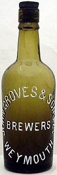 JOHN GROVES & SONS LIMITED BREWERS EMBOSSED BEER BOTTLE