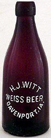 H. J. WITT WEISS BEER EMBOSSED BEER BOTTLE