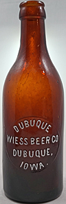 DUBUQUE WIESS BEER COMPANY EMBOSSED BEER BOTTLE