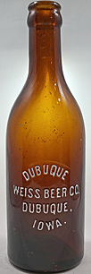 DUBUQUE WEISS BEER COMPANY EMBOSSED BEER BOTTLE