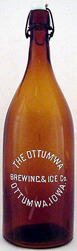 THE OTTUMWA BREWING & ICE COMPANY EMBOSSED BEER BOTTLE