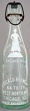 CHICAGO BREWERY EMBOSSED BEER BOTTLE