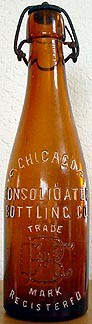 CHICAGO CONSOLIDATED BOTTLING COMPANY BERLIN WEISS BEER EMBOSSED BEER BOTTLE