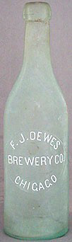 F. J. DEWES BREWERY COMPANY EMBOSSED BEER BOTTLE