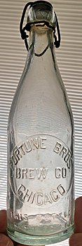 FORTUNE BROTHERS BREWING COMPANY EMBOSSED BEER BOTTLE