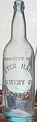 PETER HAND BREWERY COMPANY EMBOSSED BEER BOTTLE