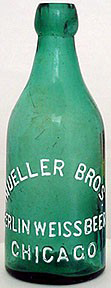 MUELLER BROTHERS BERLIN WEISS BEER EMBOSSED BEER BOTTLE