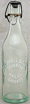 O'DONNELL & DUER BAVARIAN BREWING COMPANY EMBOSSED BEER BOTTLE