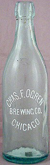 CHARLES F. OGREN BREWING COMPANY EMBOSSED BEER BOTTLE