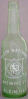 ELGIN NATIONAL BREWING COMPANY EMBOSSED BEER BOTTLE