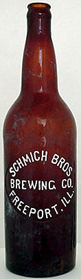 SCHMICH BROTHERS BREWING COMPANY EMBOSSED BEER BOTTLE