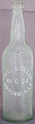 POPEL & GILLER BREWING COMPANY EMBOSSED BEER BOTTLE