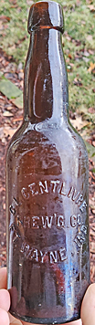 C. L. CENTLIVRE BREWING COMPANY EMBOSSED BEER BOTTLE