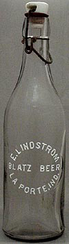 E. LINDSTROM BLATZ BEER EMBOSSED BEER BOTTLE