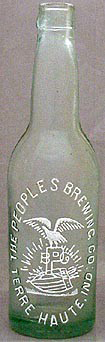 THE PEOPLES BREWING COMPANY EMBOSSED BEER BOTTLE