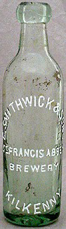 E. SMITHWICK & SONS ST. FRANCIS ABBEY BREWERY EMBOSSED BEER BOTTLE