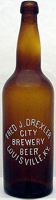 FRED J. DREXLER CITY BREWERY BEER EMBOSSED BEER BOTTLE