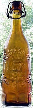 MILWAUKEE LAGER BEER EMBOSSED BEER BOTTLE