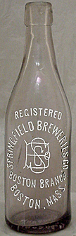SPRINGFIELD BREWERIES COMPANY EMBOSSED BEER BOTTLE