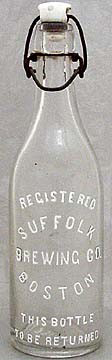 SUFFOLK BREWING COMPANY EMBOSSED BEER BOTTLE