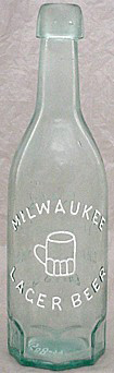 MILWAUKEE LAGER BEER J. GAHM EMBOSSED BEER BOTTLE