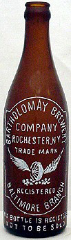 BARTHOLOMAY BREWERY COMPANY EMBOSSED BEER BOTTLE
