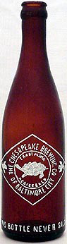 THE CHESAPEAKE BREWING COMPANY EMBOSSED BEER BOTTLE